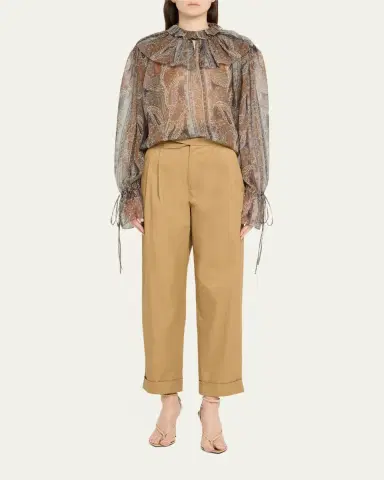 Saint Laurent Paisley Button Down Sheer Blouse | Thumbnail 6