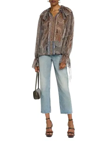 Saint Laurent Paisley Button Down Sheer Blouse | Thumbnail 1