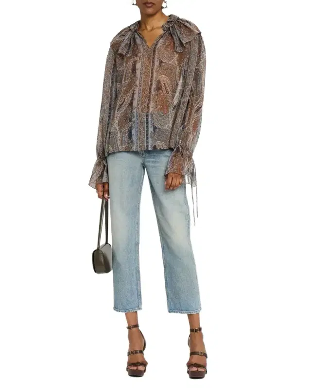 Paisley Button Down Sheer Blouse