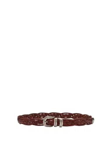 Brunello Cucinelli Men's Woven Leather Western Belt | Thumbnail 1