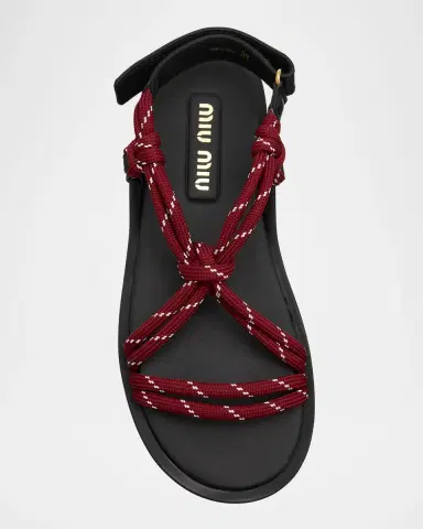 Miu Miu Nastro Cross Rope Grip-Strap Sandals | Thumbnail 4