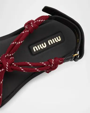 Miu Miu Nastro Cross Rope Grip-Strap Sandals | Thumbnail 5