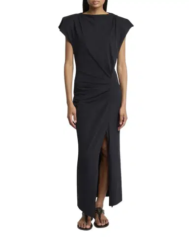 Isabel Marant Nadela Ruched Slit Cotton Maxi Dress | Thumbnail 1 Isabel Marant Nadela Ruched Slit Cotton Maxi Dress | Thumbnail 1