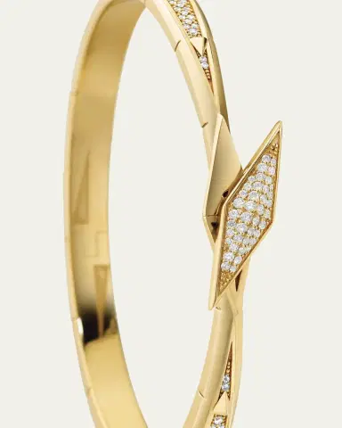 MONICA RICH KOSANN Points North 18K Yellow Gold Cuff with Pave Diamond Clasp, Large | Thumbnail 2 MONICA RICH KOSANN Points North 18K Yellow Gold Cuff with Pave Diamond Clasp, Large | Thumbnail 2