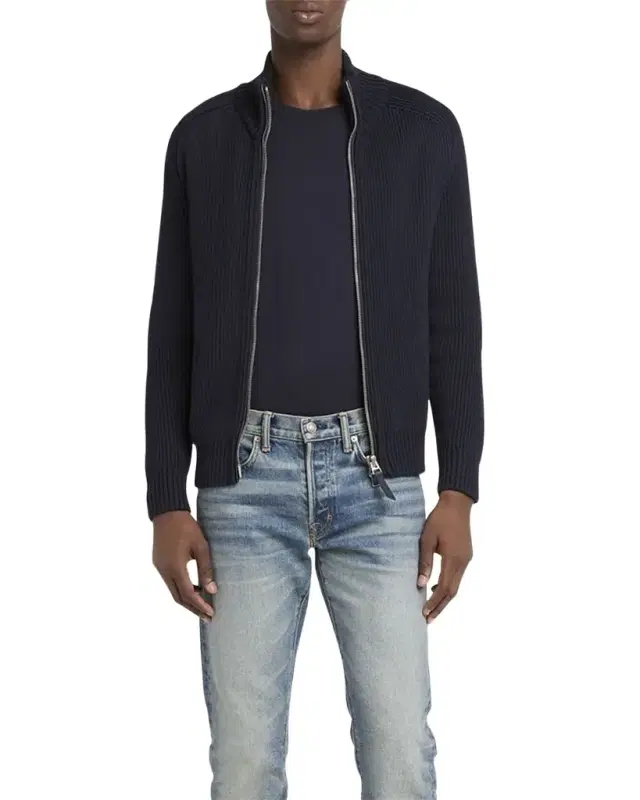 Men's Ribbed Full-Zip Sweater