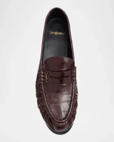 Saint Laurent Men's Eel Leather Cassandre Penny Loafers | Thumbnail 3