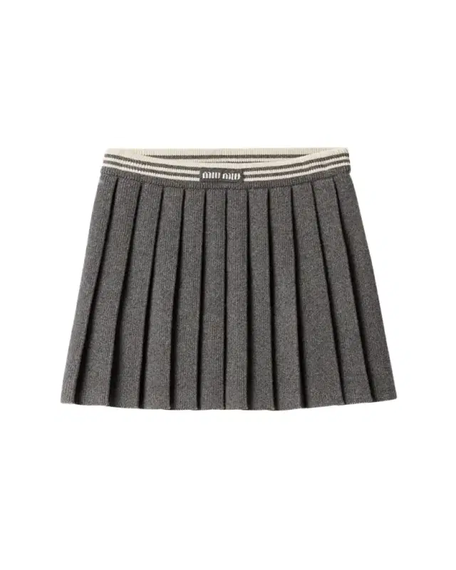 Mini Pleated Cashmere Wool Skirt