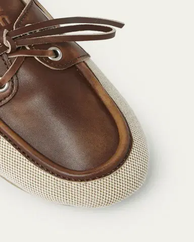 Miu Miu Bow Canvas Leather Boat Shoes | Thumbnail 5