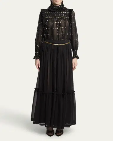 Saint Laurent Tiered Sheer Maxi Skirt | Thumbnail 2 Saint Laurent Tiered Sheer Maxi Skirt | Thumbnail 2