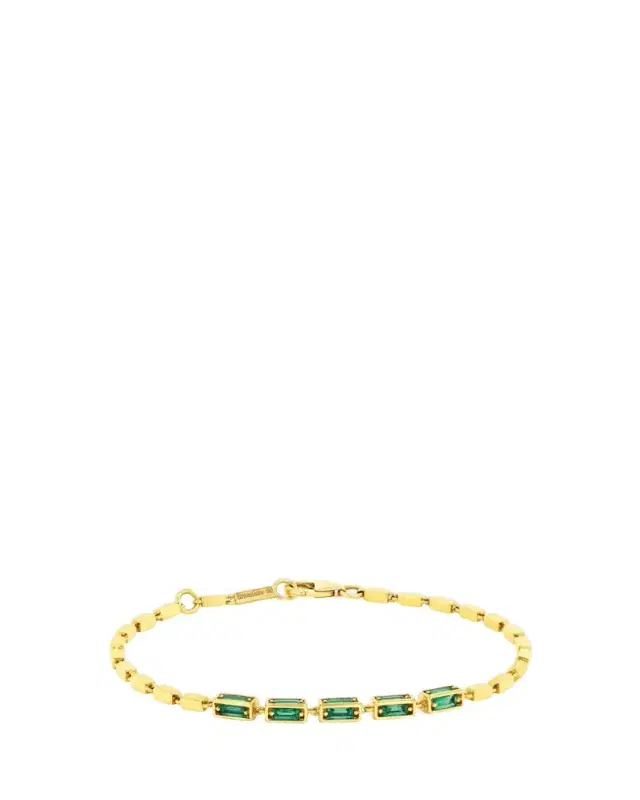 18K Yellow Gold Medium Emerald Block Chain Bracelet