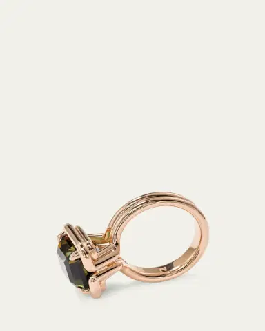 NAK ARMSTRONG 20K Rose Gold Buttress Emerald-Cut Bicolor Tourmaline Solitaire Ring | Thumbnail 2