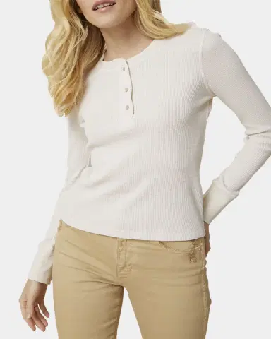 AMO Denim Ribbed Thermal Henley Tee | Thumbnail 8