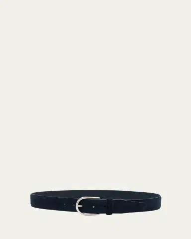 Brioni Men's Suede Round-Buckle Belt | Thumbnail 3