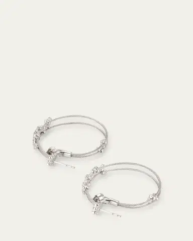 Paul Morelli 18K White Gold Confetti Wire Double Hoop Earrings | Thumbnail 4