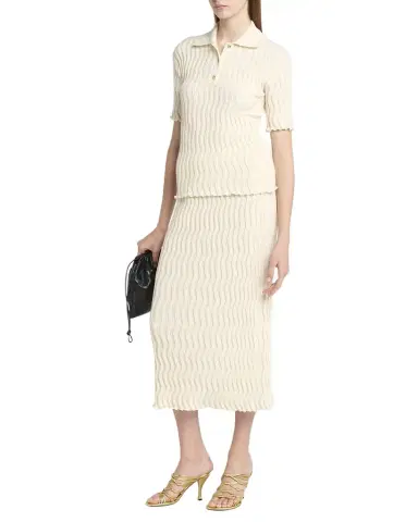 Bottega Veneta Zigzag Knit Short-Sleeve Polo Top | Thumbnail 1