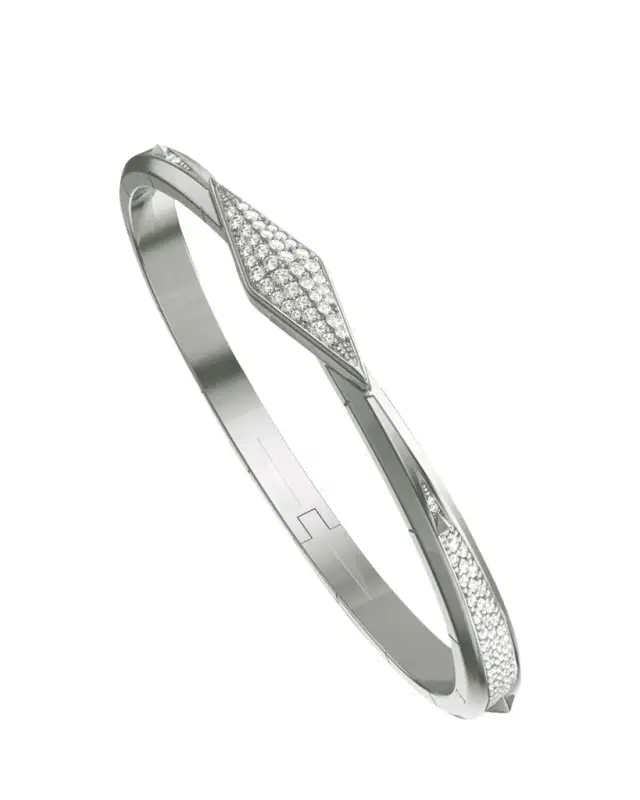 Points North Sterling Silver Pave Sapphire Cuff, Large