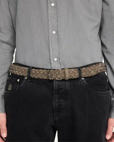 Simonnot Godard Men's Bicolor Braided Leather Belt, 35mm | Thumbnail 2 Simonnot Godard Men's Bicolor Braided Leather Belt, 35mm | Thumbnail 2