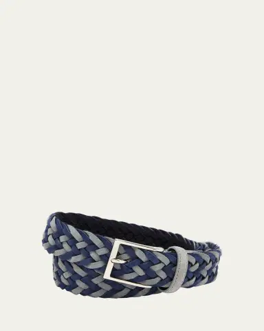 Simonnot Godard Men's Bicolor Braided Leather Belt, 35mm | Thumbnail 4 Simonnot Godard Men's Bicolor Braided Leather Belt, 35mm | Thumbnail 4