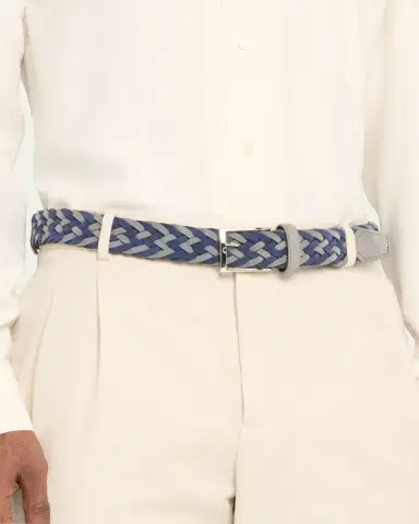 Simonnot Godard Men's Bicolor Braided Leather Belt, 35mm | Thumbnail 5 Simonnot Godard Men's Bicolor Braided Leather Belt, 35mm | Thumbnail 5