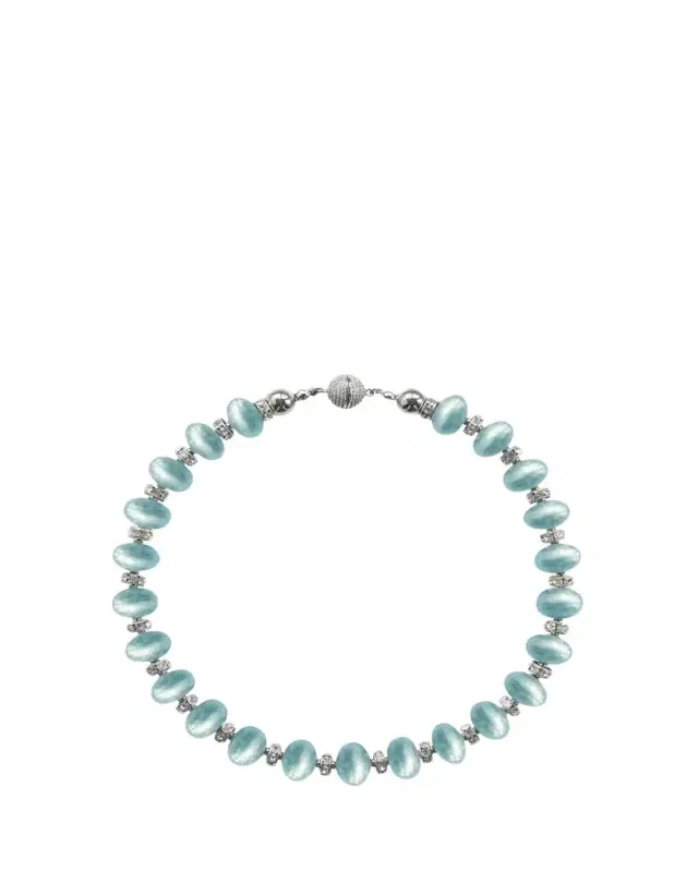 Mika Aqua Blue Necklace, 16"L