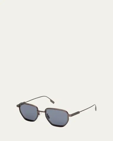 Zegna Men's Round Metal and Acetate Sunglasses | Thumbnail 2