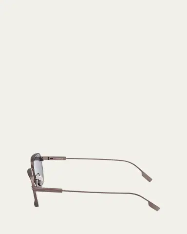 Zegna Men's Round Metal and Acetate Sunglasses | Thumbnail 3