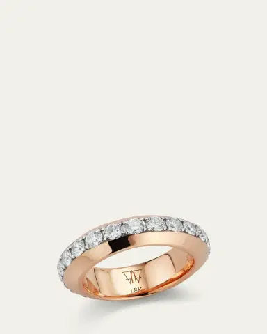 Walters Faith 18K Rose Gold and White Diamond Angled Band Ring, 7mm, Size | Thumbnail 2