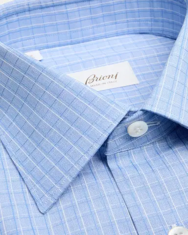 Brioni Men's Cotton Check Dress Shirt | Thumbnail 2