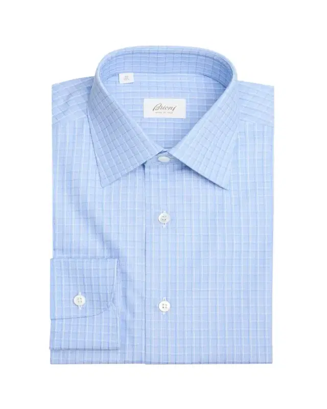 Brioni Men's Cotton Check Dress Shirt