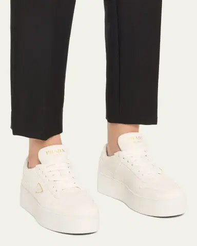 Prada Downtown Leather Low-Top Platform Sneakers | Thumbnail 4 Prada Downtown Leather Low-Top Platform Sneakers | Thumbnail 4