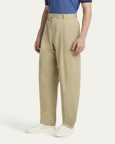 Bottega Veneta Men's Light Cotton Pleated Trousers | Thumbnail 4 Bottega Veneta Men's Light Cotton Pleated Trousers | Thumbnail 4
