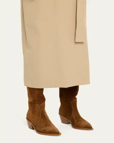 Gianvito Rossi Suede Tall Western Boots | Thumbnail 9