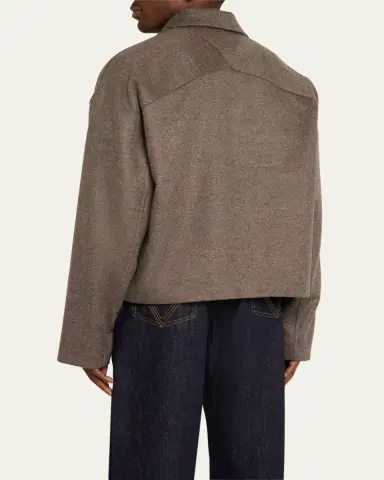 Bottega Veneta Men's Melange Wool-Cashmere Blouson Jacket | Thumbnail 3