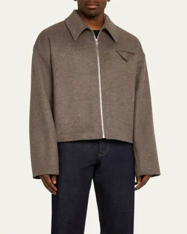 Bottega Veneta Men's Melange Wool-Cashmere Blouson Jacket | Thumbnail 4