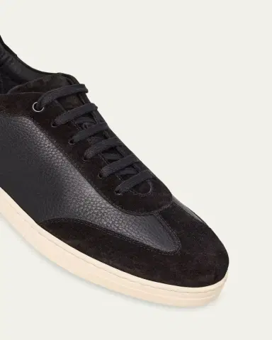 Bergdorf Goodman Men's Leather and Suede T-Toe Low-Top Sneakers | Thumbnail 3