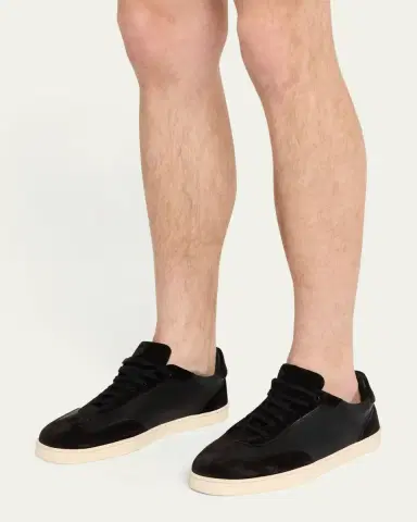 Bergdorf Goodman Men's Leather and Suede T-Toe Low-Top Sneakers | Thumbnail 5