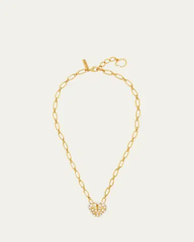 Oscar de la Renta Pearly-Set Heart Pendant Necklace | Thumbnail 2