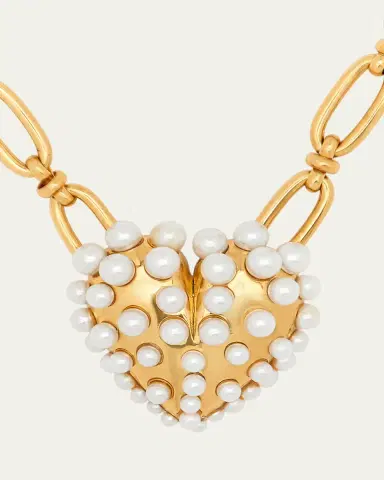 Oscar de la Renta Pearly-Set Heart Pendant Necklace | Thumbnail 3