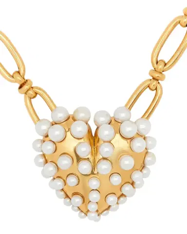 Oscar de la Renta Pearly-Set Heart Pendant Necklace | Thumbnail 1