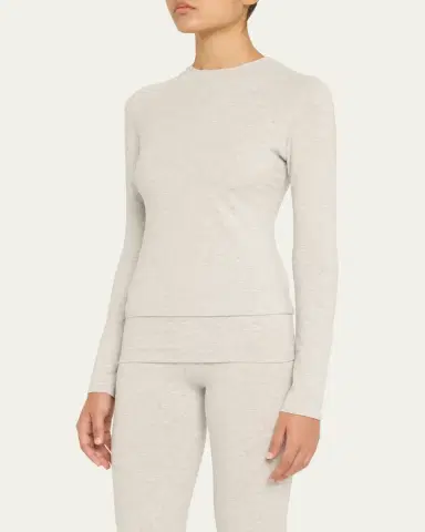Skims Cotton Jersey Long-Sleeve Crewneck T-Shirt | Thumbnail 4 Skims Cotton Jersey Long-Sleeve Crewneck T-Shirt | Thumbnail 4