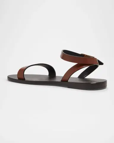 Saint Laurent Sahara Leather Ankle-Strap Sandals | Thumbnail 2