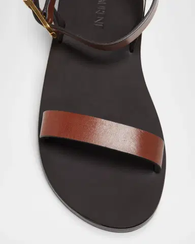 Saint Laurent Sahara Leather Ankle-Strap Sandals | Thumbnail 3