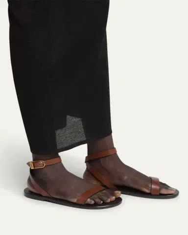 Saint Laurent Sahara Leather Ankle-Strap Sandals | Thumbnail 7