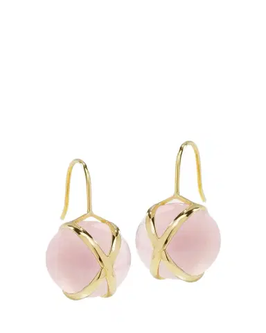 L. Klein Prisma 18K Yellow Gold Rose Quartz Drop Earrings | Thumbnail 1