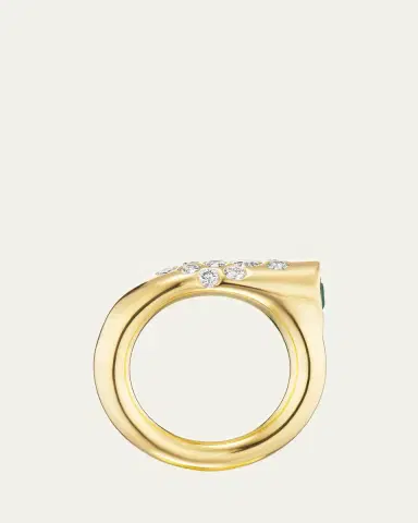 Uniform Object 18K Yellow Gold Small Battery Ring with Diamonds and Asscher-Cut | Thumbnail 2
