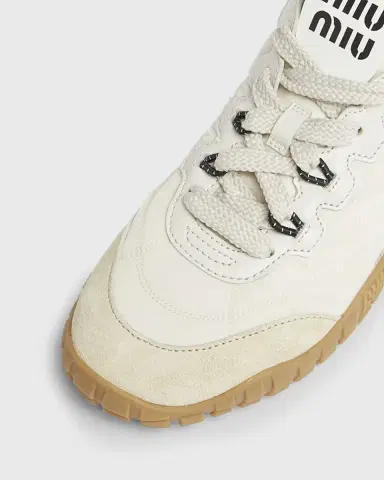 Miu Miu Low-Top Nylon & Leather Sneakers | Thumbnail 12