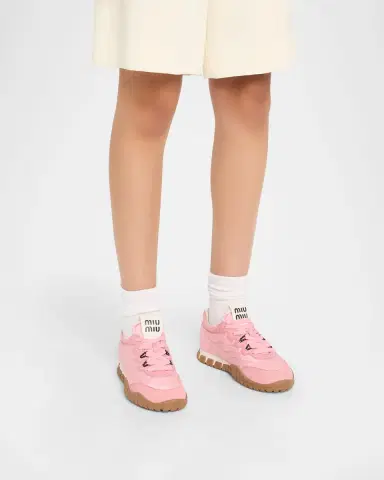 Miu Miu Low-Top Nylon & Leather Sneakers | Thumbnail 14