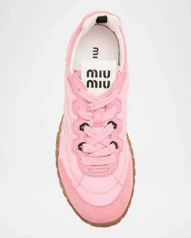 Miu Miu Low-Top Nylon & Leather Sneakers | Thumbnail 18
