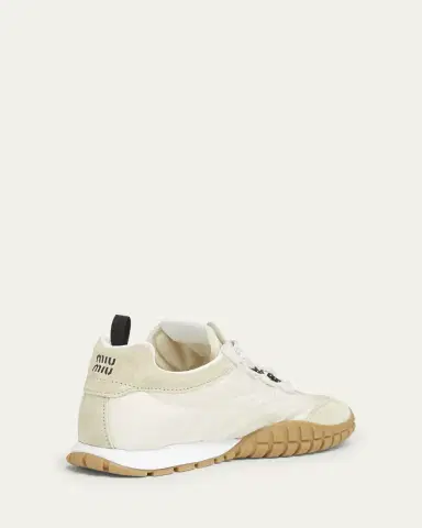 Miu Miu Low-Top Nylon & Leather Sneakers | Thumbnail 5