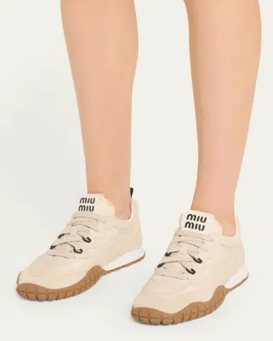 Miu Miu Low-Top Nylon & Leather Sneakers | Thumbnail 6